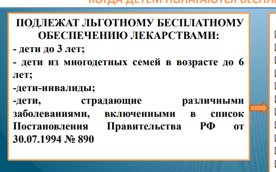 Когда детям полагаются бесплатные лекарства